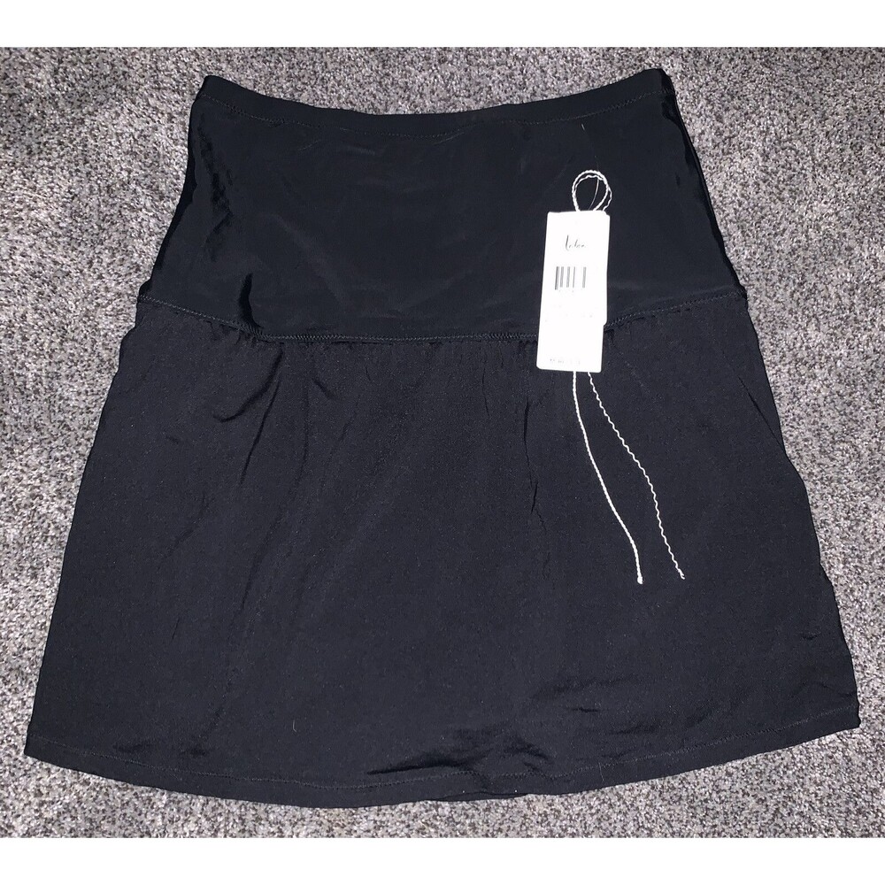Leilani Black High Waist Control Skirtini Swim Bottom, US 6